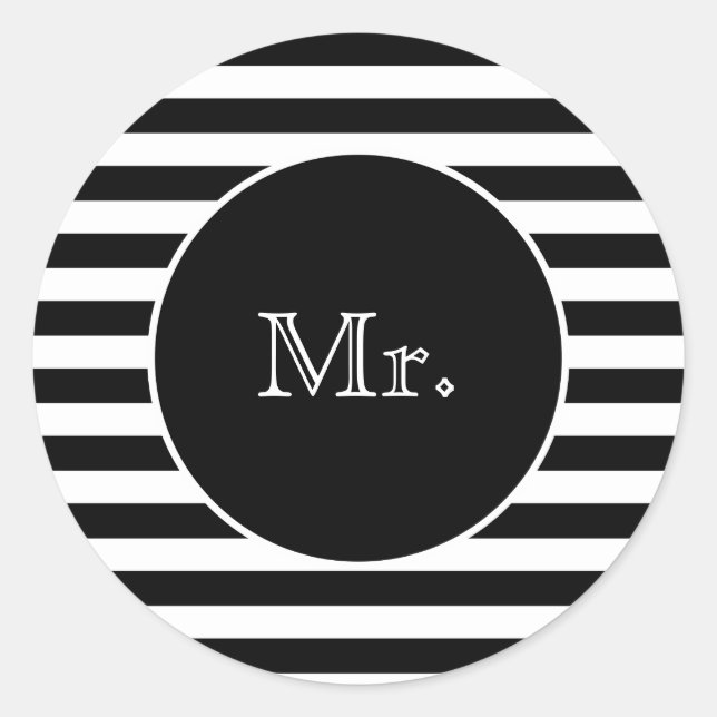 Mr. with Black & White Stripes Classic Round Sticker (Front)