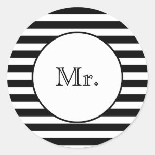 Mr. with Black & White Stripes Classic Round Sticker