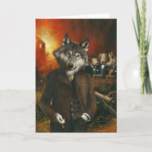 Mr Wolf And The Three Pigs Greetings Card