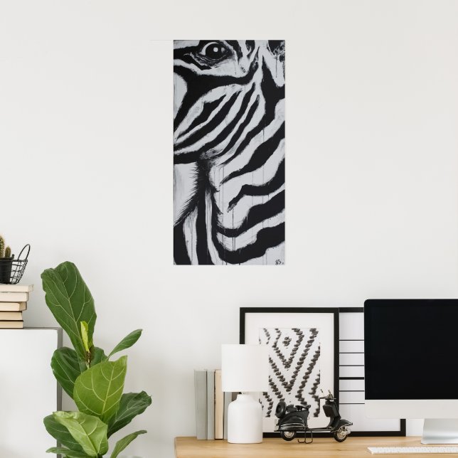 Mr. Zebra Eye Wildlife African Plains Painting Art Poster (Home Office)