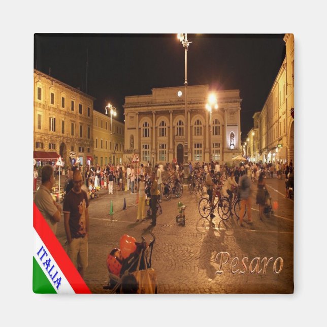 MRC008 PESARO By Night, Italy, Fridge Magnet (Front)
