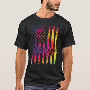 Mri Tech Magnetic Resonance Imaging Tech Us Flag T-Shirt