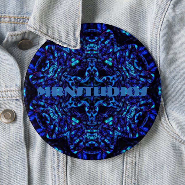 MRNStudios Blued Up 6 Cm Round Badge (In Situ)
