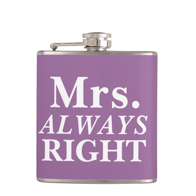 MrS. ALWAYS Right Bride's Flask (Front)