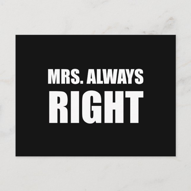 Mrs Always Right Funny Couple Set Postcard (Front)