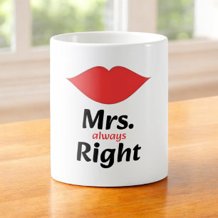 Mrs. Always Right Red Lips Matching Coffee Mug