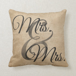 Mrs and Mrs Burlap Wedding Personalised Cushion