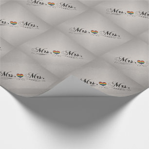Mrs. and Mrs. Lesbian Pride Typography Design Wrapping Paper