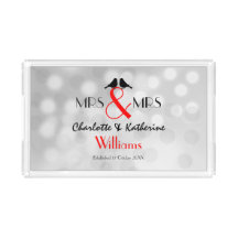 Mrs And Mrs Lesbian Wedding Gift Acrylic Tray