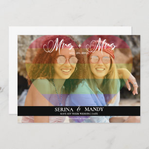Mrs and Mrs LGBTQ Transparent Heart Photo Overlay Save The Date