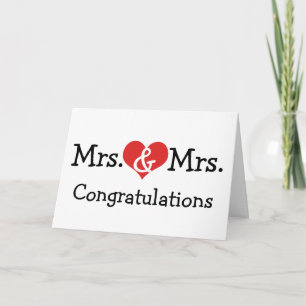 Mrs and Mrs Love Heart Wedding Congratulations Card