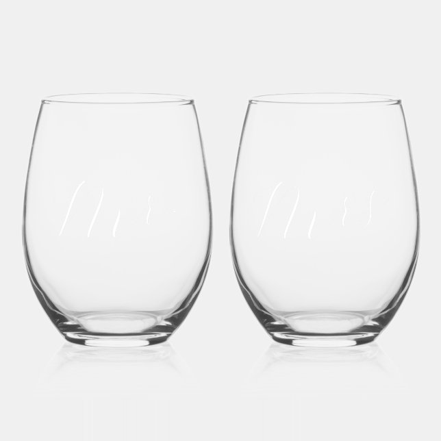 Mrs. and Mrs. Matching Set Stemless Wine Glass (Front)