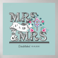 Mrs and Mrs Personalised Lesbian Wedding Gift