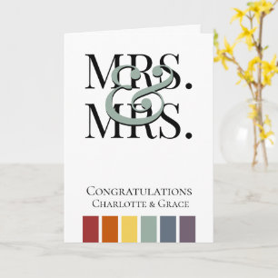 Mrs and Mrs Rainbow Gay Wedding Congratulations Card