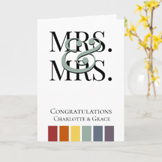 Mrs and Mrs Rainbow Gay Wedding Congratulations Card