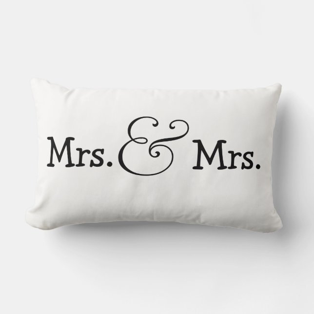 Mrs and Mrs Two Brides Wedding Gift Lumbar Cushion (Front)