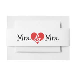 Mrs and Mrs Two Brides Wedding Invitation Belly Band
