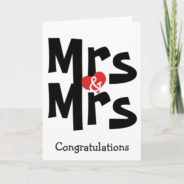 Mrs and Mrs Wedding Black White Congratulations Card (Front)
