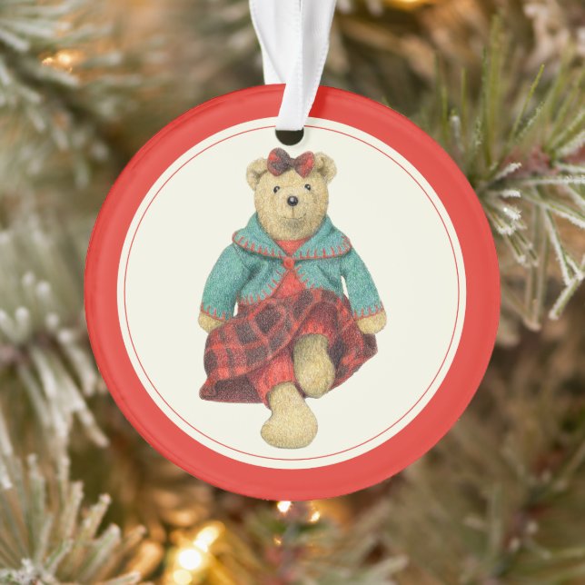 MRS. BEAR Acrylic Circle Ornament  (Tree)