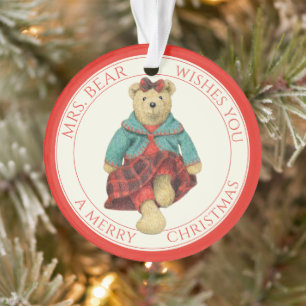 MRS. BEAR Acrylic Circle Ornament + Text