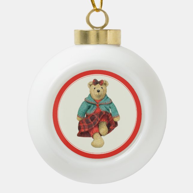 MRS. BEAR Ceramic Ball Ornament  (Front)