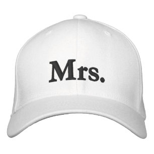 Mrs. black and white modern elegant chic embroidered hat