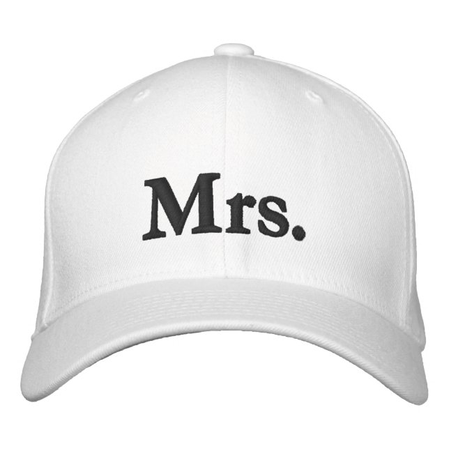 Mrs. black and white modern elegant chic embroidered hat (Front)
