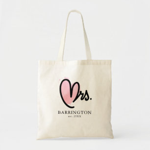 Mrs. Black Modern Custom Wedding Newlywed  Tote Ba Bag