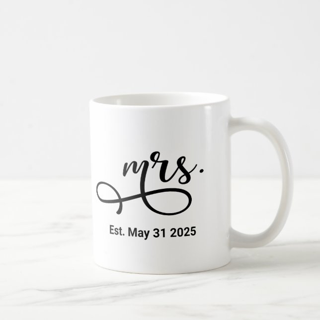 Mrs Black Modern Script Custom Wedding Newlywed Coffee Mug (Right)