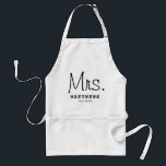 Mrs Black Modern Script Custom Wedding Newlywed    Standard Apron<br><div class="desc">Modern and casual chic black calligraphy script "Mrs." women's wedding tote bag features custom text that can be personalised with the bride's new married last name and wedding date. Perfect accessory for the honeymoon and beyond!</div>