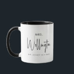 Mrs Black Script Custom Name Bridal Newlywed Mug<br><div class="desc">Get ready for your new life as a wife: modern calligraphy script in black for "Mrs" and your custom text for name and wedding date. Buy one for yourself (congrats btw!) or as a great gift for a newlywed bride!</div>