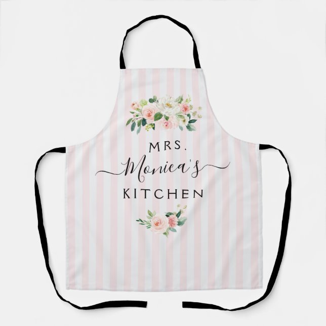 MRS. | blush floral personalised Apron (Front)