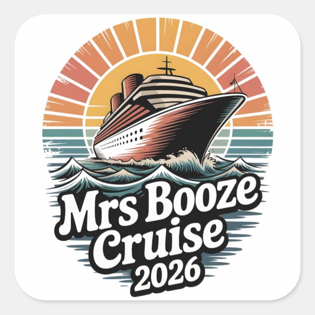 Mrs Booze Cruise 2026 Matching Couples  Square Sticker (Front)