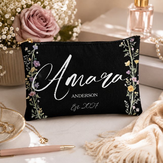Mrs Bride Elegant Newlywed Personalised Accessory Pouch (Creator Uploaded)