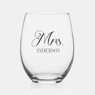 Mrs. Bride Groom Wedding Reception Customised Stemless Wine Glass