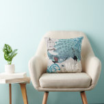 Mrs. Bride Teal Damask Vintage Peacock Birdcage Cushion<br><div class="desc">You Personalize this Beautiful Vintage Teal Peacock Birdcage Pillow to say anything you like or use the existing Mrs. for the Bride - Matching Wedding Invitations</div>