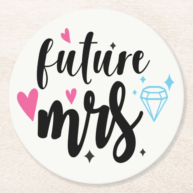 Mrs Bride To Be Wedding Bridal Shower Engagement Round Paper Coaster (Front)