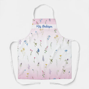 Mrs Bride to Be Wildflower Pink White Gradient Apron
