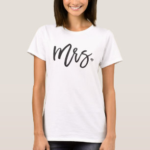 Mrs. Brush Script Diamond Bride Wedding T-shirt
