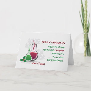 Mrs. Carnahan, Customisable Science Teacher Holiday Card