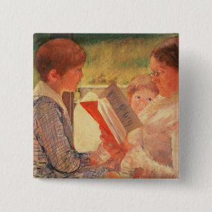 Mrs Cassatt Reading to her Grandchildren, 1888 15 Cm Square Badge