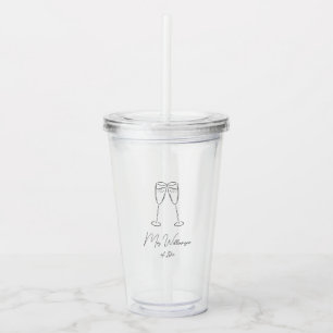 Mrs Champagne Glass Bride Wedding Acrylic Tumbler