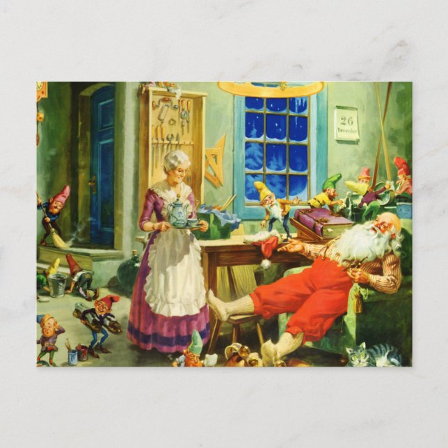 Mrs. Claus and Santa on Christmas Night Holiday Postcard (Front)