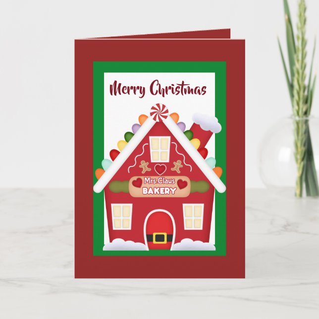 Mrs. Claus Bakery Christmas add message card (Front)