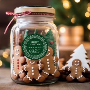 Mrs. Claus’ Bakery Christmas Green Holiday Classic Round Sticker