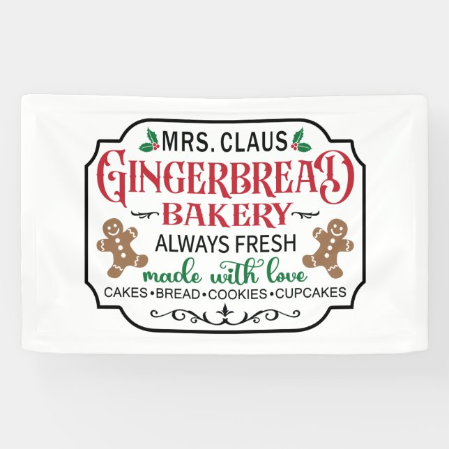 Mrs. Claus Bakery Christmas North Pole Banner (Horizontal)