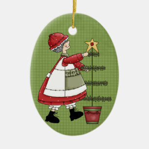 Mrs. Claus Ceramic Christmas Ornament