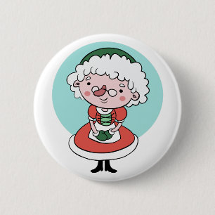 Mrs. Claus Christmas button