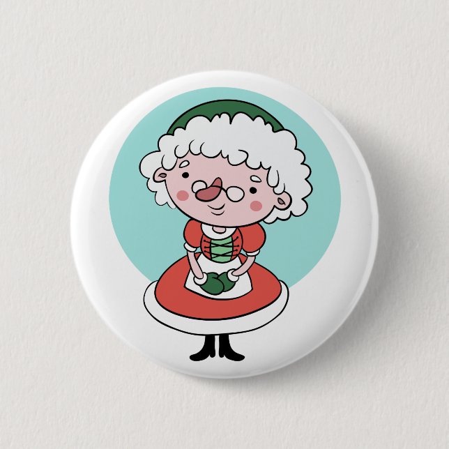 Mrs. Claus Christmas button (Front)