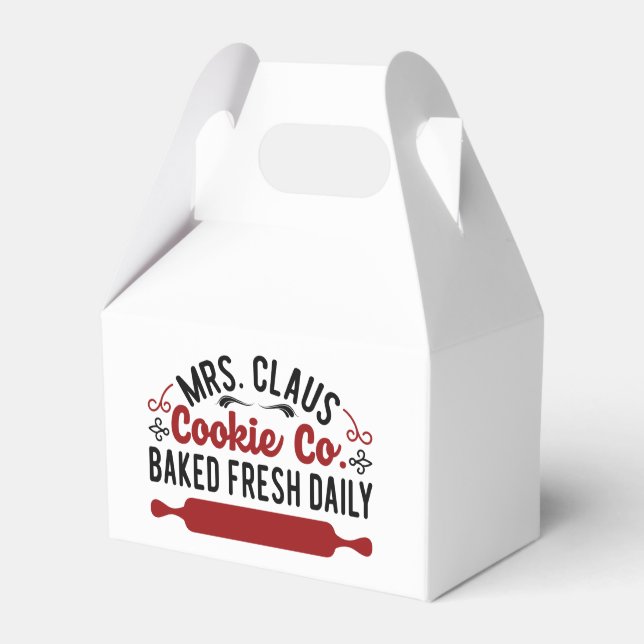 Mrs. Claus Cookie Company Christmas Holiday Favour Box (Front Side)